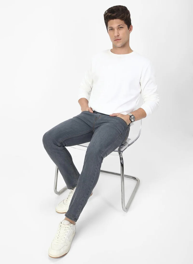 Urbano Fashion  Urbano Fashion Men's Grey Slim Fit Washed Jeans Stretchable for Men | Best Price UAE